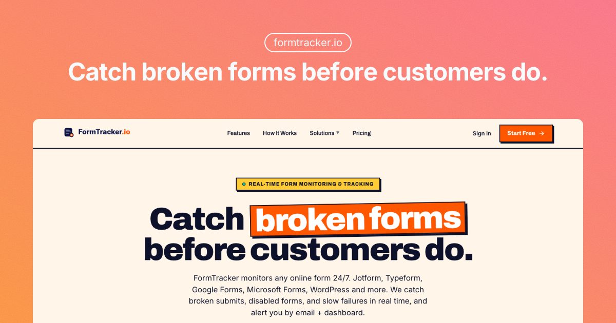 FormTracker.io | Know when your form breaks